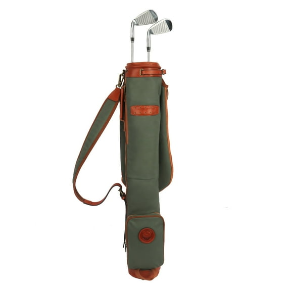 TOURBON Golf Clubs Carry Bag  Sunday Pack Foldable Green Canvas-Holds up to 10 Golf Clubs