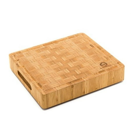 

Small End Grain Bamboo Cutting Board | Professional Antibacterial Butcher Block | NonSlip Rubber Feet by Top Notch Kitchenware