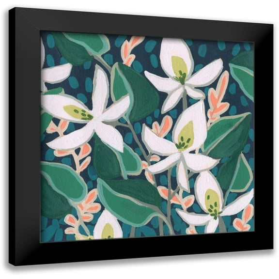 Vess, June Erica 12x12 Black Modern Framed Museum Art Print Titled - Night Garden II