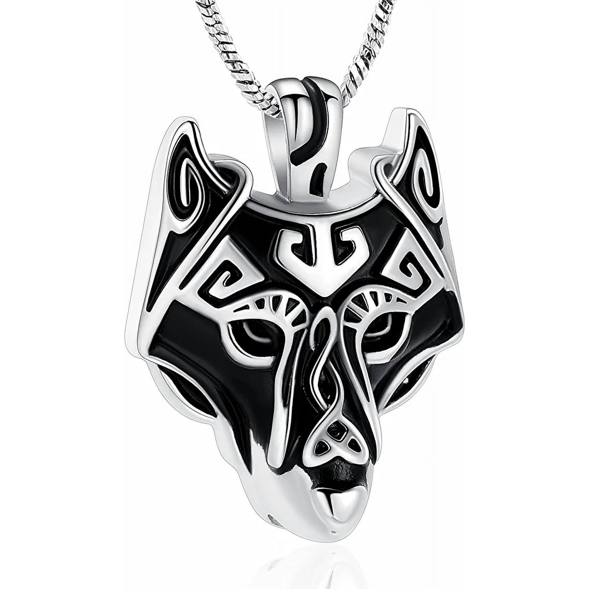Wolf Pendant Necklace for Men 316 Stainless Steel Cremation Jewelry Viking Wolf Head Urn Necklace Ashes Keepsake Wolf Jewelry Gift