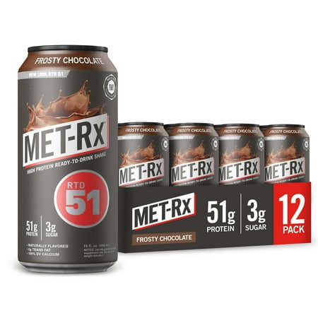 MET-Rx RTD 51 Frosty Chocolate Protein Shake, 15 Fl Oz Cans, 12 Pack