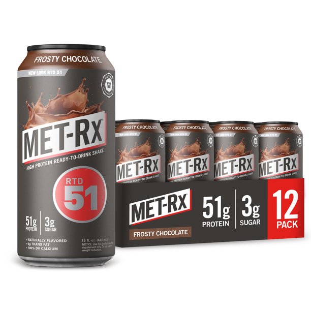 MET-Rx RTD 51 Protein Shake, Frosty Chocolate, 51g Protein, 15 Fl Oz