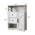 thumbnail image 3 of Vabches Armoire de Rangement avec 2 Tiroirs, Buffet Rustique avec Étagères Ouvertes pour Salon, Blanc, 3 of 8
