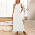 thumbnail image 4 of Uootdi Robes Maxi pour Femmes Col Rond Sans Manches Robes Amples avec Poches Décontractées Longues Robes d'Été pour la Plage Cadeau, 4 of 8