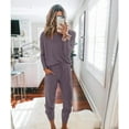 thumbnail image 2 of PRETTYGARDEN Women's Spring Fall 2 Piece Lounge Outfit Long Sleeve Crewneck Pullover Tops High Waisted Pants Set Tracksuit, 2 of 6