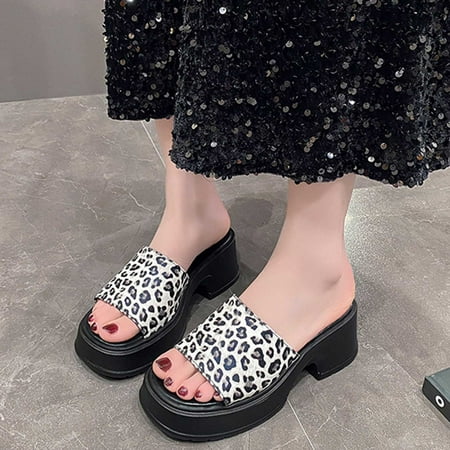 

Tawop Women’S Shoes Slippers Platform Wedge Open Toe Thick Bottom Slope Heel Slippers for Women Indoor with Back