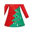 thumbnail image 4 of Girls Dress Red Green Tree Christmas Golden Star Snowman Gift Long Sleeve 4 Years, 4 of 5