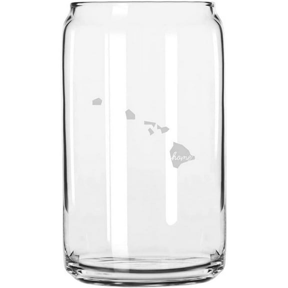 Hawaii Home States Etched 16oz Libbey Can Glass