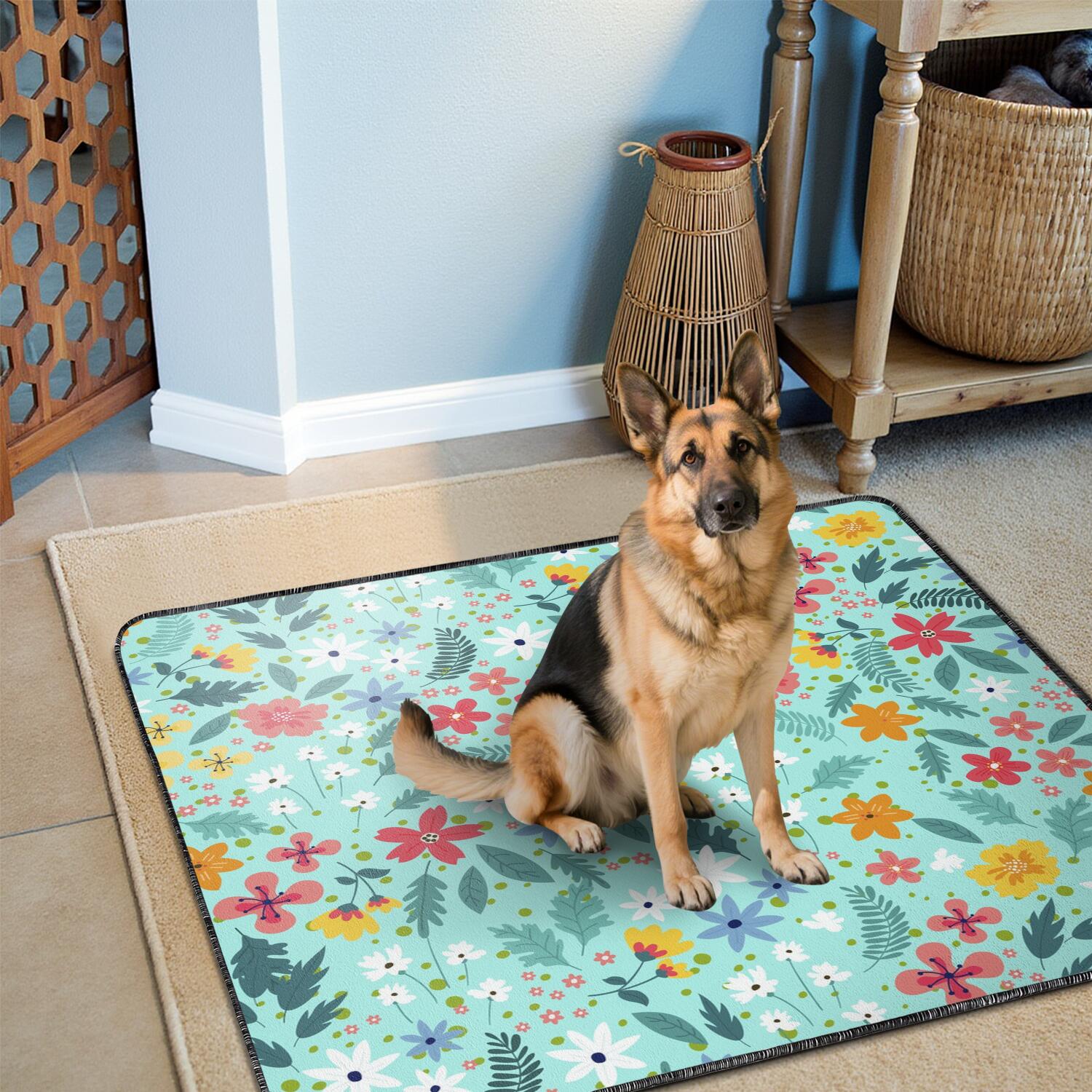 2-Pack Floral Washable Pet Training Mats, Extra Large 48x48 Inch Reusable Puppy Pads, Non-Slip Housebreaking Solution for Big Dog Crate and Floor Use