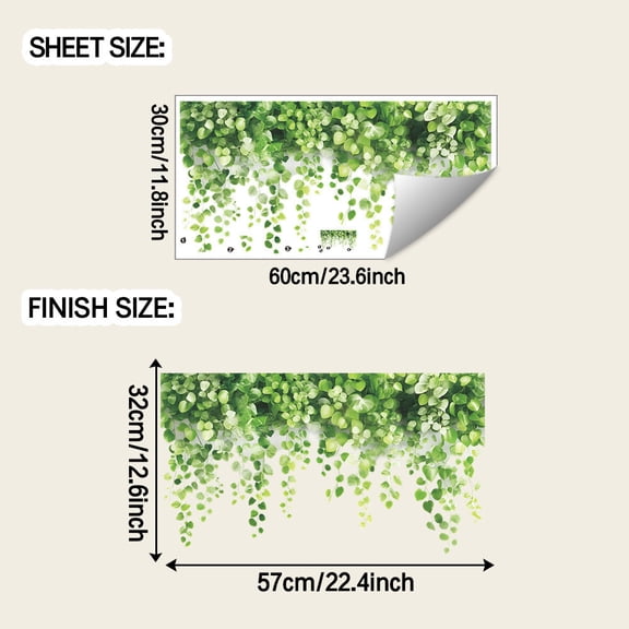 Wall Stickers for Home Decor, Removable Green Plant Wall Decals, Self Adhesive Wall Art for Living Room Bedroom Nursery, Easy Peel and Stick Wallpaper, Modern Botanical Wall Mural Decorations
