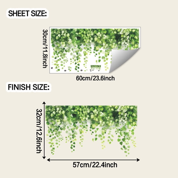 Calcomanías de pared de plantas verdes | Adhesivos autoadhesivos para decoración de habitaciones infantiles | Decoración de fondo para guardería, dormitorio, sala de estar y aula escolar | Papel