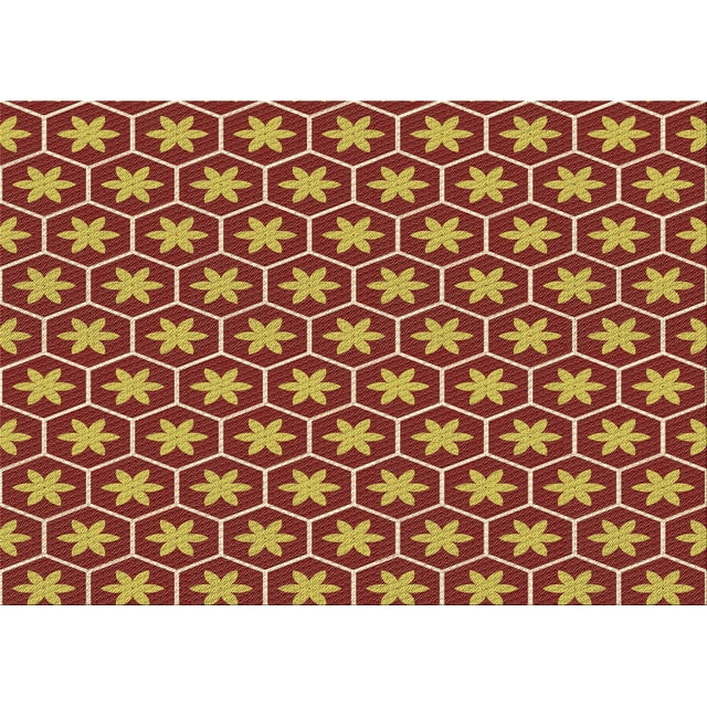 Ahgly Company Tapis Rectangulaire Lavable en Machine Rouge Transitionnel, 8 Pieds x 10 Pieds