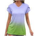 thumbnail image 1 of Kovlvoll Hauts pour Femmes Col Rond Manches Courtes Chemises Décontractées à Blocs de Couleur Été Tunique Ample Basique, 1 of 5