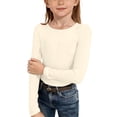 thumbnail image 3 of RTKFRFLM Girls Long Sleeve Ribbed T Shirt, Stretchy Crew Neck Slim Fit Basic Top for Casual Everyday Wear, 3 of 4