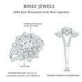thumbnail image 6 of Rosec Jewels Certified Moissanite Cocktail Ring for Women - D-VS1 Quality - Moissanite Flower Ring - with Jewelry Box, 18K White Gold, US 5.50, 6 of 7