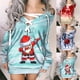 thumbnail image 5 of Mini vestido estampado navideño para mujer, informal, de manga larga, con hombros descubiertos, suéter, vestido de fiesta a la moda con tiras Fridja  fhghd4754, 5 of 7