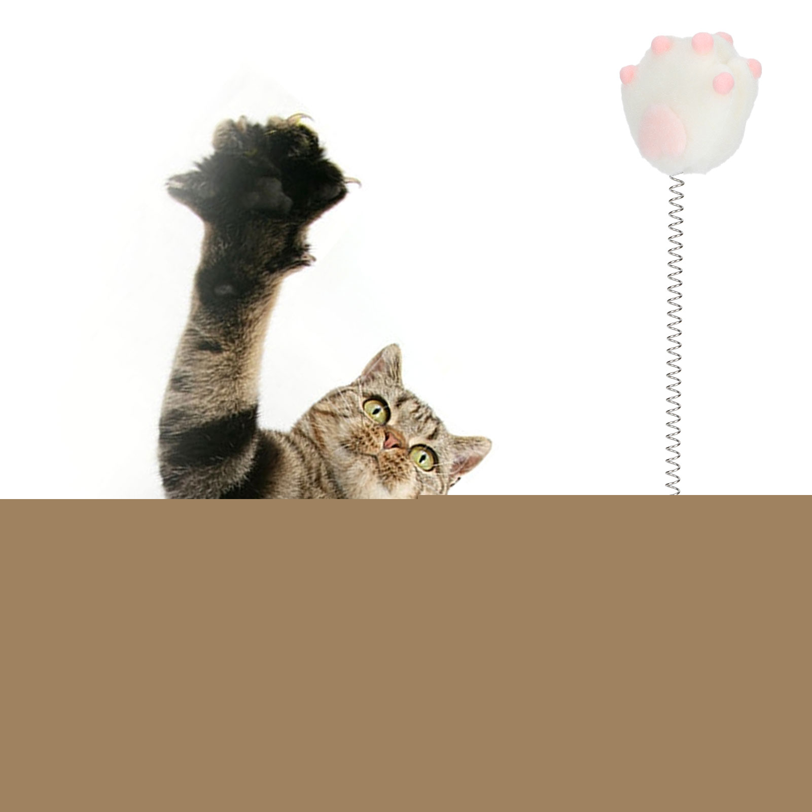 thumbnail image 4 of Pet Teaser Toy, At Elastic Spring Toy Metal Wire Spring Funny Cat Stick Cat Elastic Spring Toy  For Cat Cages Cat Paw White, 4 of 8