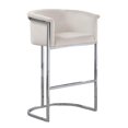 thumbnail image 1 of Cream Velvet Counterheight Chair (Single) with Silver Metal Chrome Base, 1 of 3