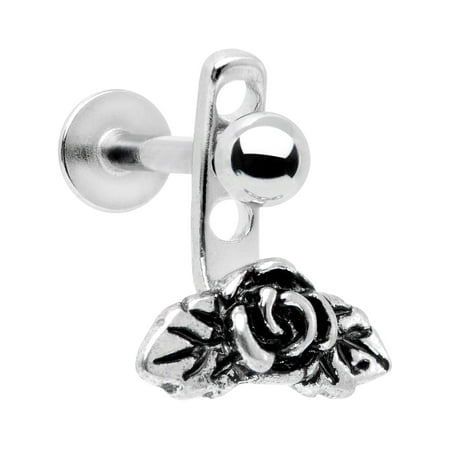 Body Candy 16G 10mm Dangle Helix Cartilage Earring Rose Flower Flat Backing Cartilage Piercing Dangle Tragus Earring Helix Jewelry