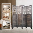 thumbnail image 5 of 4 Panel Room Dividers, 6FT Tall Folding Privacy Screens Room Dividers, Carved Wood Room Divider Wall Freestanding Room Partitions, Foldable Room Dividers Screen for Home Office Restaurant Bedroom, 5 of 8