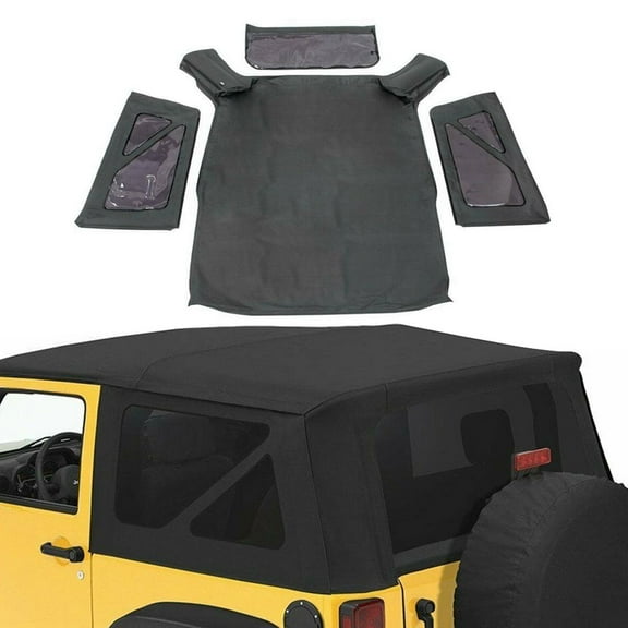 Genrics Soft Top Replacement for 2010-2017 Jeep Wrangler 2-Door Black with Tinted Rear Windows