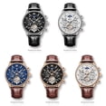 thumbnail image 5 of OLEVS Automatic Watches for Men Self Winding Mechanical Chronograph Skeleton Flywheel Luxury Dress Black Brown Leather Diamond Moon Phase Waterproof Luminous Mens Wrist Watches Reloj Para Hombre, 5 of 15