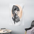 thumbnail image 1 of Russian Tapestry, Ethnic Slavic Woman in Folk Clothes Ornamental Moscow Graphic Art, Wall Hanging for Bedroom Living Room Dorm Decor, 40W X 60L Inches, Black White and Pale Peach, by Ambesonne, 1 of 2