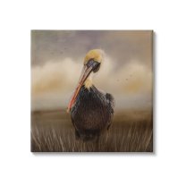 Stupell Pelican Cloudy Nature Sky Wildlife Animals & Insects Photography Gallery Wrapped Canvas Print Wall Art