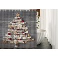 thumbnail image 2 of JOOCAR Christmas Tree Shower Curtain Rustic Xmas Tree Red Berry Holiday Wooden Bathroom Curtains, Machine Washable, Water-Repellent Grey Brown 72x72Inch, 2 of 6