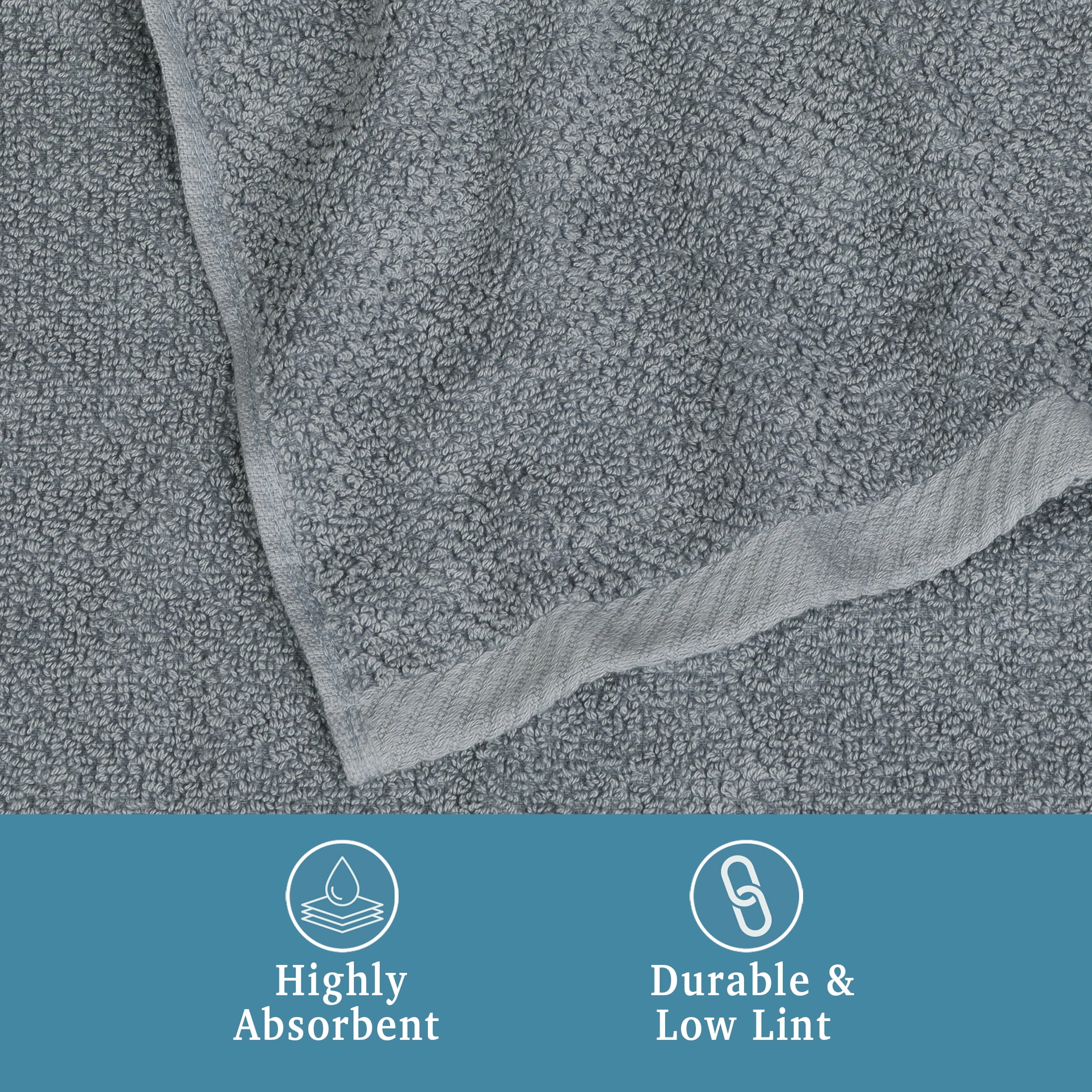 WelHome Premium Performance Towel Set, 2 Pack, 100% Cotton, 600 GSM, 2 Bath Towels 30" x 54", Popcorn Texture, Dusty Blue, Hotel & Spa Thick Towels for Bathroom, Soft & Absorbent