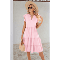 thumbnail image 3 of Womens Summer Dress Ruffle Sleeve V Neck Midi Dresses Pink M, 3 of 5