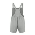 thumbnail image 7 of Fashion Olyvenn Women's Cotton Linen Overalls Casual Summer Jumper Tie Straps Bib Baggy Wide Leg Jumpsuits with Pockets Solid Rompers Short Jumpsuit Gray 8, 7 of 7