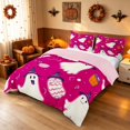 thumbnail image 2 of Homewish Halloween Witch Ghost Bedding for Girls, Cartoon Candy Cupcake Duvet Cover Full, Hot Pink White Orange, Pink Reversible 3-Piece, 1 Duvet Cover and 2 Pillowcases, 2 of 6