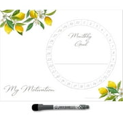 Dry Erase Whiteboard Monthly Goal Tracker Sticker Decal Planner by Glassboard Studio | Removable & Reusable | Magnetic Fine-Tip Marker Included (9 x 12 inches, Lemon Fresh)