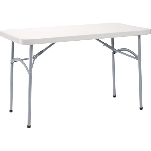 Pemberly Row 24x48" Modern Plastic Heavy Duty Folding Table in Speckled Gray