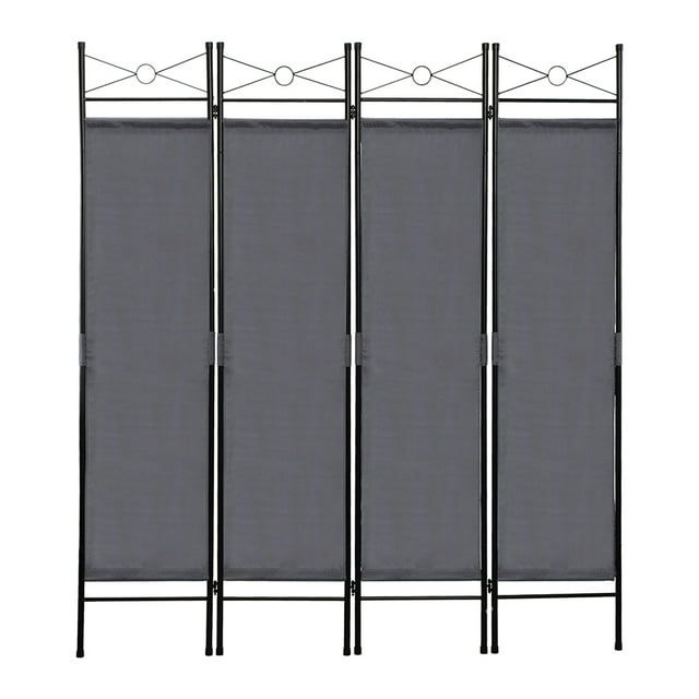 Topcobe Convenient Movable Divider Panel for Indoor Balcony, 5.9FT Classic Metal Frame Room Divider for Home Office, 4 Panel Foldable Divider Screen for Bedroom Dining Room Living Room, Gray