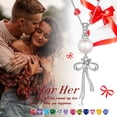 thumbnail image 4 of Fasjewly S925 Sterling Silver Birthstone Necklace for Women,Pearl Bow Pendant Necklace with CZ Birthstone,Jewelry Gift for Her Wife Mom Girlfriend,Birthday Mother’s Day Christmas Gift, 4 of 10