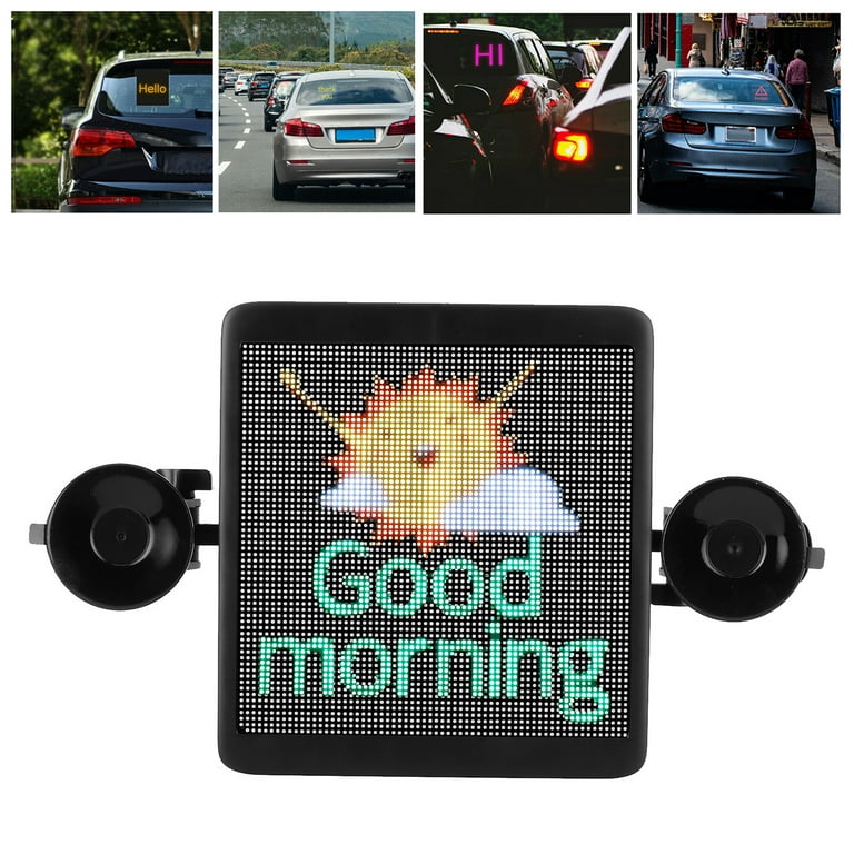 Car LED Sign, LED Display Screen ABS And Metal With Mounting Bracket  Charger For Car For SUV For Truck