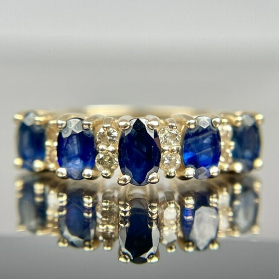 2.10Ct Oval Cut Simulated Blue Sapphire Women's Wedding Band Ring 14k Yellow Gold Plated