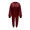 thumbnail image 4 of Scyoekwg Women 2 Piece Outfits Sweatsuit Long Sleeve Sweatshirt Jogger Sweatpant Matching Outfits Two Piece Set Fashion Casual Sweatsuit Tracksuit (Wine,M), 4 of 6