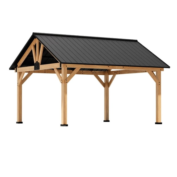 13 ft. x 11 ft. Wooden Hardtop Gazebo with Ceiling Hook