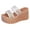 White, variant on Women's Checkered Platform Wedge Dress Sandals Boho Beach Trendy Casual Plaid Braided Leather Ultra Chunky High Heeled Backless Slip on Slippers Black Size 7.5