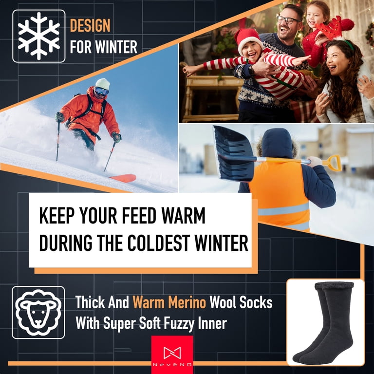 NevEND Men's Merino Wool Thermal Crew Socks 3-Pack photo 5