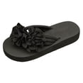 thumbnail image 4 of Rokment Flower Flip Flops for Women 2026 Boho Beach Summer Fashion Casual Thongs Slip on Flat Sandals Travel Memory Foam Slides Slippers Vacation Black Size 6.5, 4 of 5