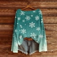 thumbnail image 2 of qelini Womens Christmas Shirts Long Sleeve Snowflake Print Crewneck Pullover Ribbed Tunic Tops Baggy Holiday Blouses, 2 of 6