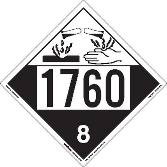 Labelmaster ZEZ41760 UN 1760 Corrosive Hazmat Placard, E-Z Removable Vinyl (Pack of 25)