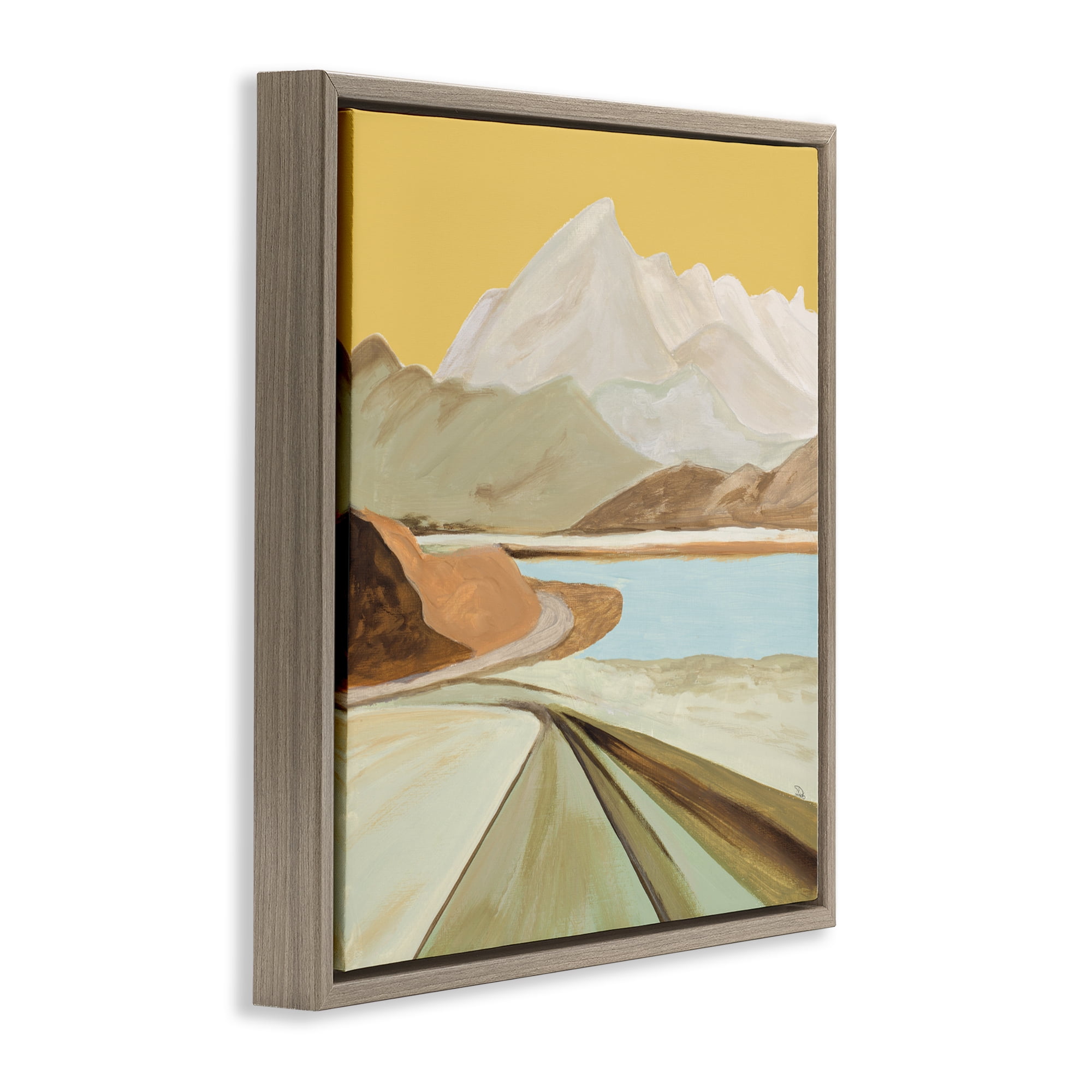 Stupell Industries Retorno Mountain Sunrise Brown Framed Floater Canvas Wall Art, design by Patricia Pinto