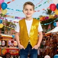 thumbnail image 2 of Kids Sequin Vest Kids Girls Boys Sleeveless V Neckline GoldVest Shiny Dance Vest Hop Jazz Dance Party Dance Performance 3-5 Years, 2 of 5