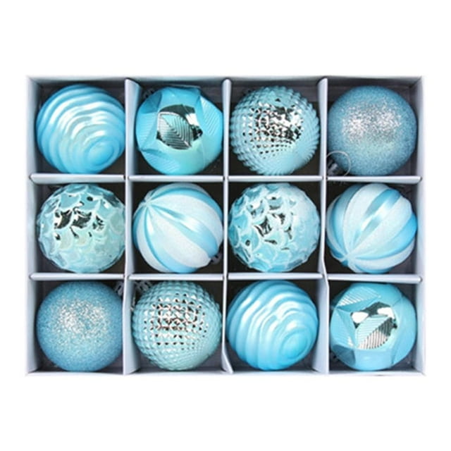 Billuyoard Paquete de 12 bolas de Feliz Navidad árbol pared vacaciones festival decoraciones fondo adornos reutilizable decorativo hogar Kits de decoración para fiestas Azul