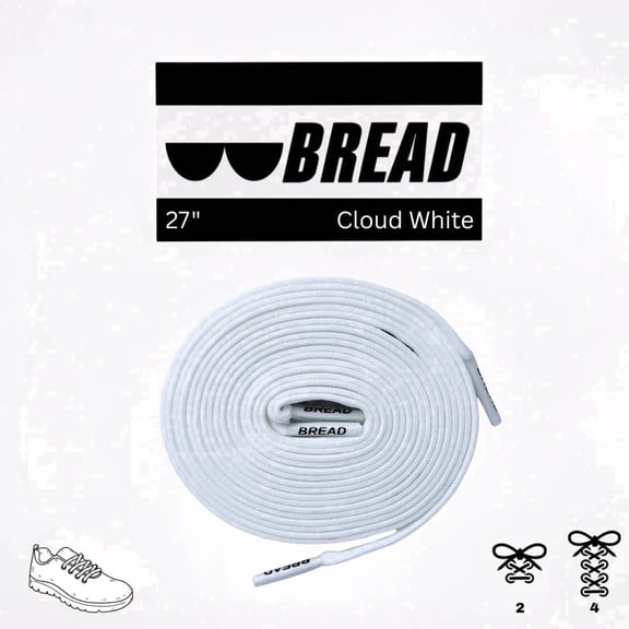 Bread Elastic Shoelaces, No Tie Stretch Shoelaces for Easy Slip-on, Cloud White, 27"